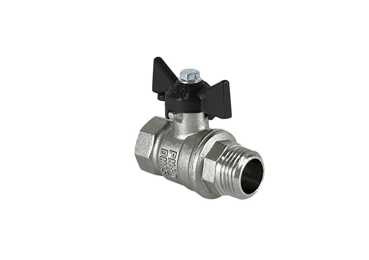 Кран шаровой Ду 32 ВН.-НАР. бабочка латунь никель Valfex DeltaPro VF.218.NB1.114.DP